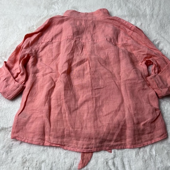Anthropologie Cloth & Stone Button Down Tie Front Shirt Coral Small - Picture 5 of 8